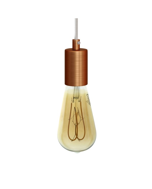 Pendant lamp with textile cable and satin metal details