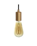 Pendant lamp with textile cable and satin metal details