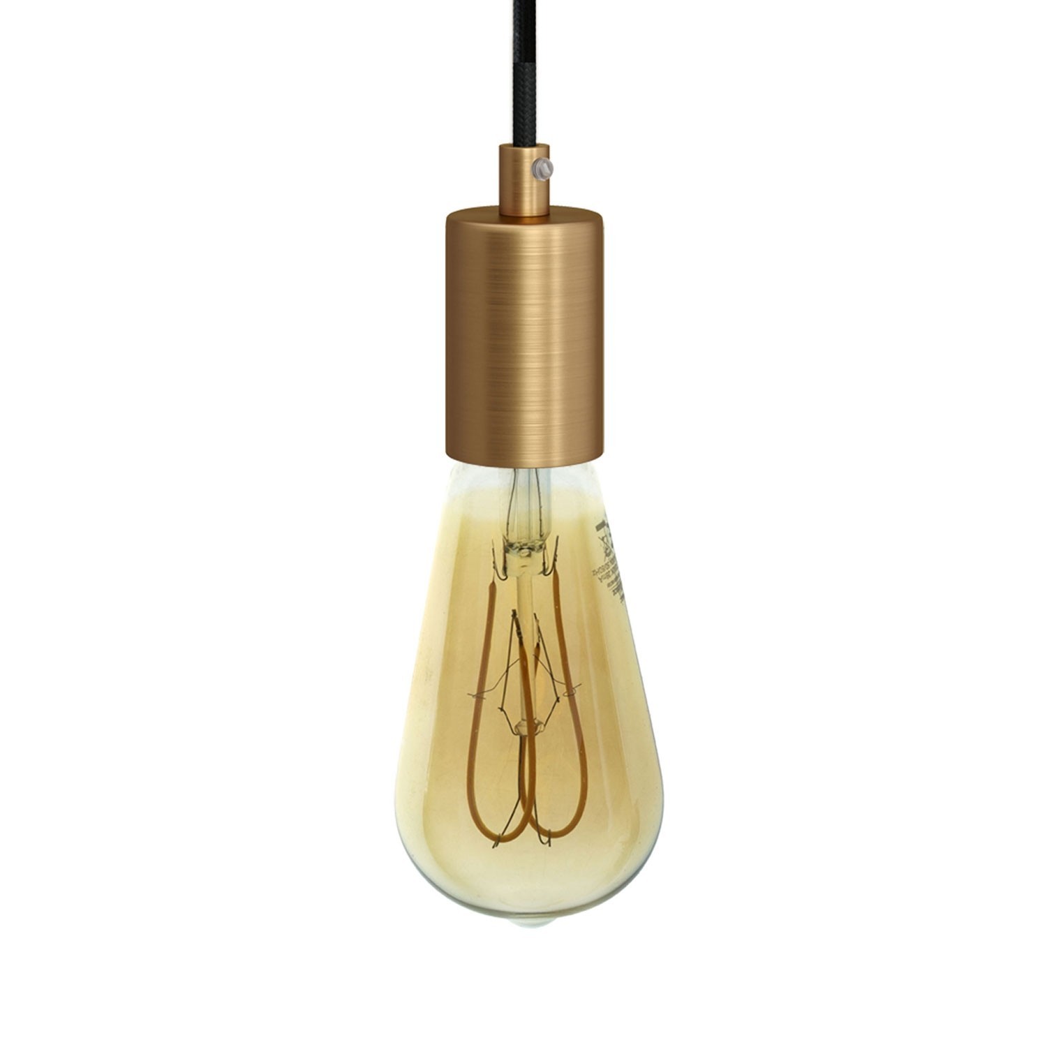 Pendant lamp with textile cable and satin metal details