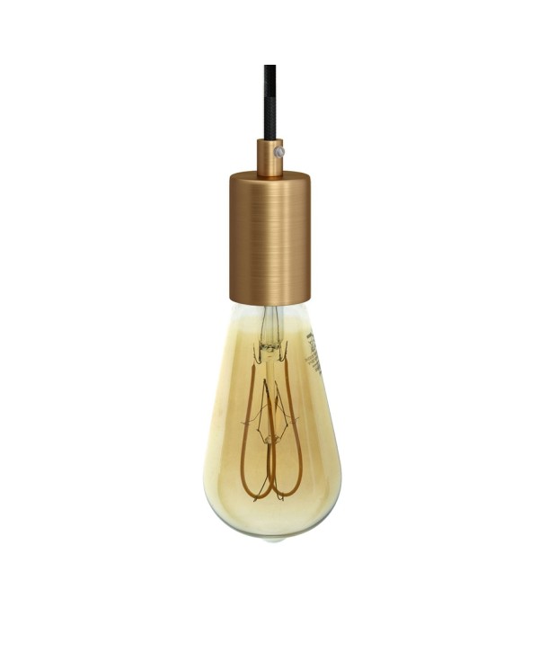 Pendant lamp with textile cable and satin metal details