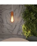 Pendant lamp with textile cable and satin metal details