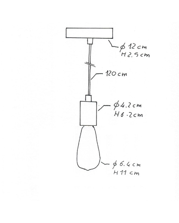 Pendant lamp with textile cable and satin metal details