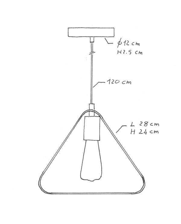 Pendant lamp with textile cable, Duedì Apex lampshade and metal details