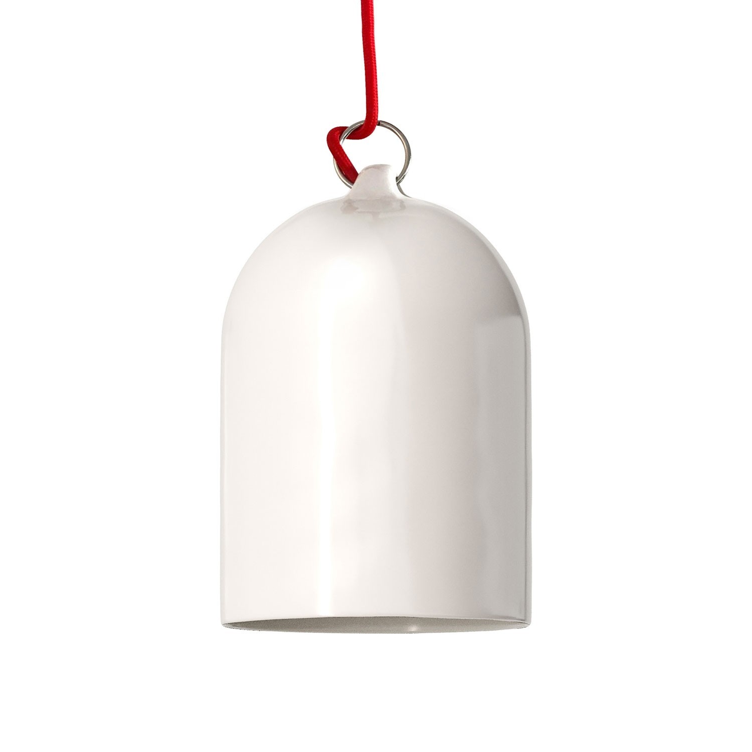 Pendant lamp with textile cable and lampshade Mini Bell XS ceramic shade