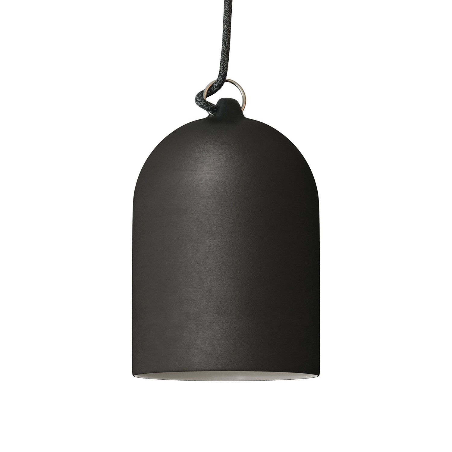 Pendant lamp with textile cable and lampshade Mini Bell XS ceramic shade