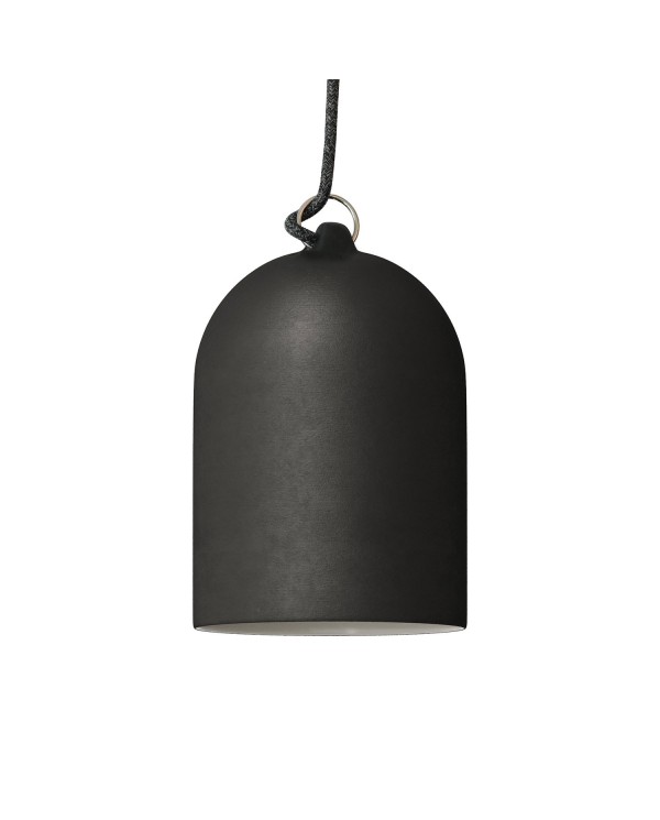 Pendant lamp with textile cable and lampshade Mini Bell XS ceramic shade