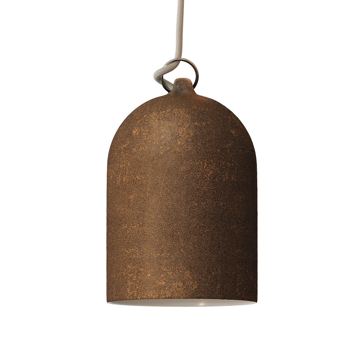 Pendant lamp with textile cable and lampshade Mini Bell XS ceramic shade