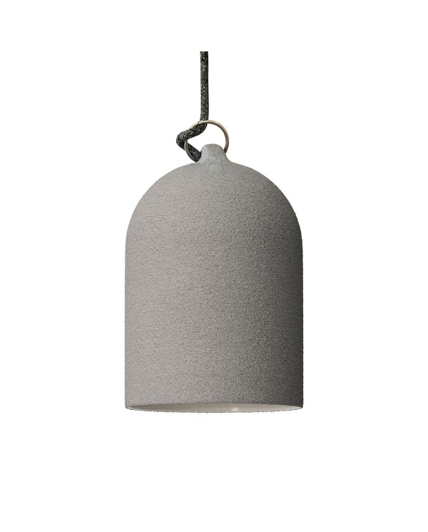 Pendant lamp with textile cable and lampshade Mini Bell XS ceramic shade