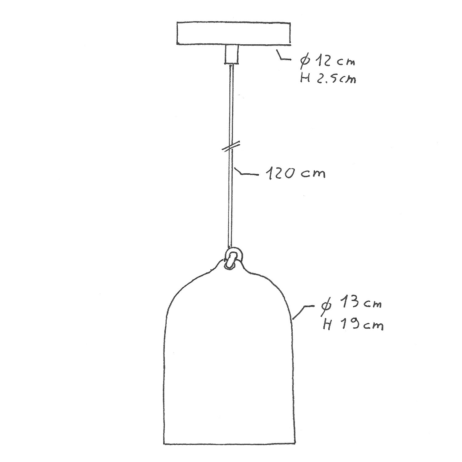 Pendant lamp with textile cable and lampshade Mini Bell XS ceramic shade