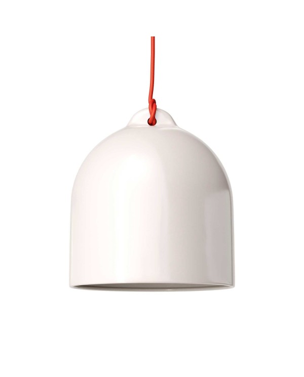 Pendant lamp with textile cable and lampshade Bell M in ceramic