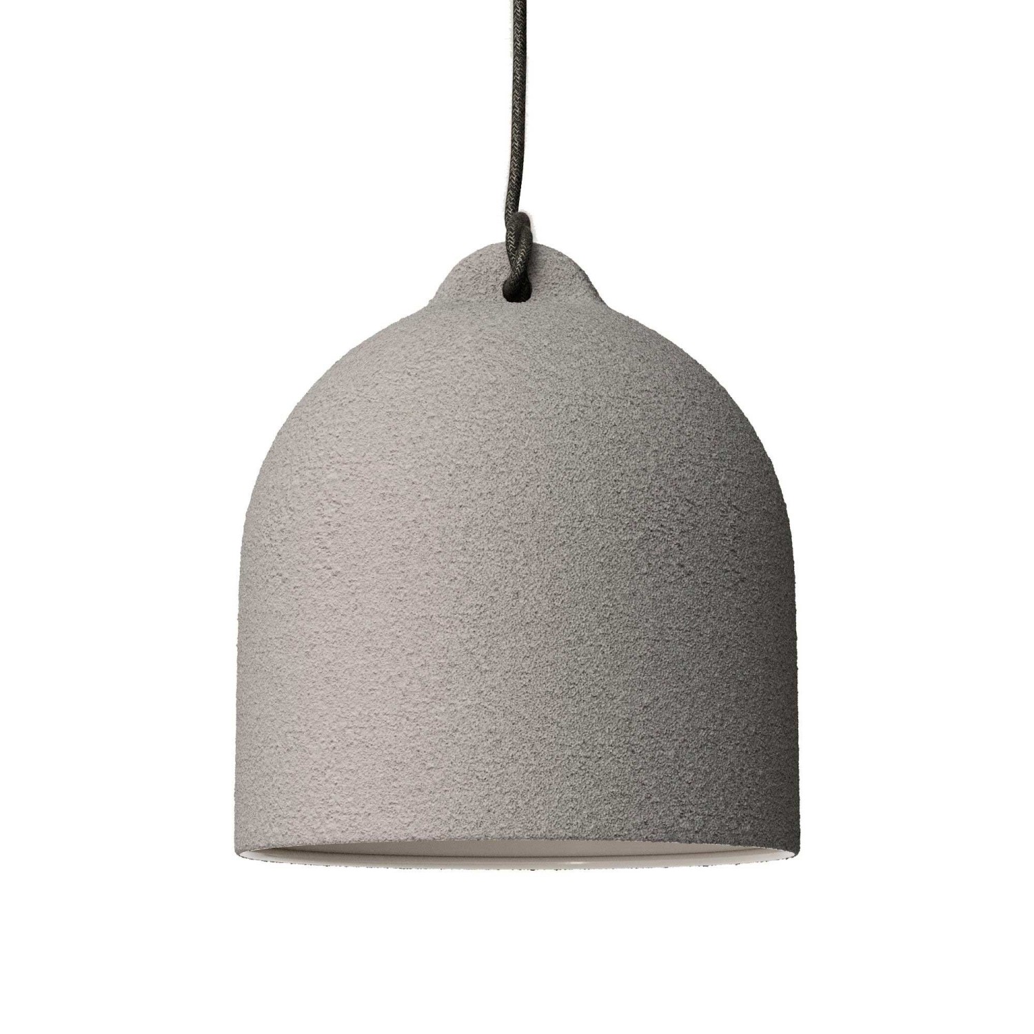 Pendant lamp with textile cable and lampshade Bell M in ceramic