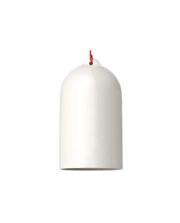 Pendant lamp with textile cable and Bell XL ceramic lampshade