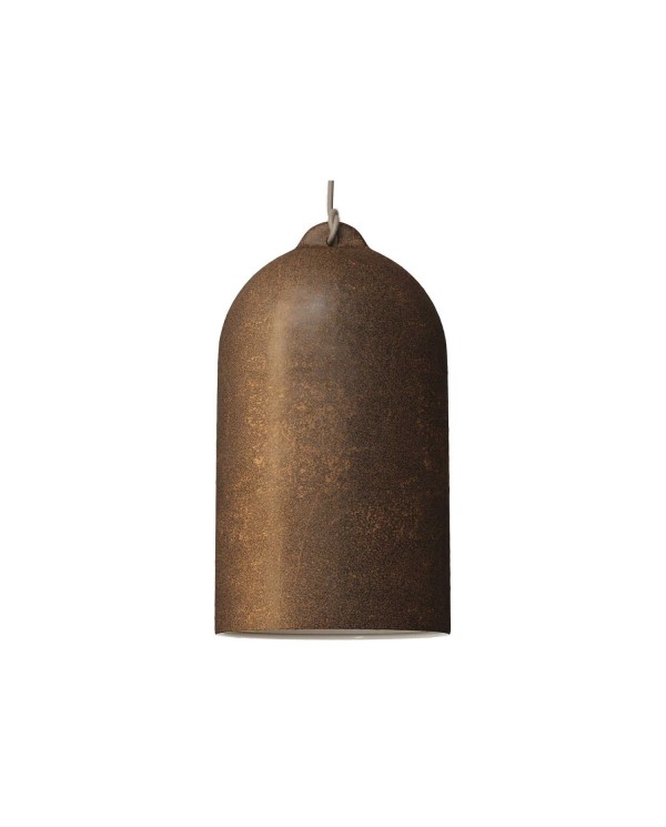 Pendant lamp with textile cable and Bell XL ceramic lampshade