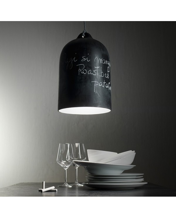 Pendant lamp with textile cable and Bell XL ceramic lampshade