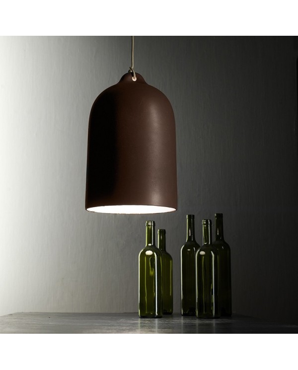 Pendant lamp with textile cable and Bell XL ceramic lampshade