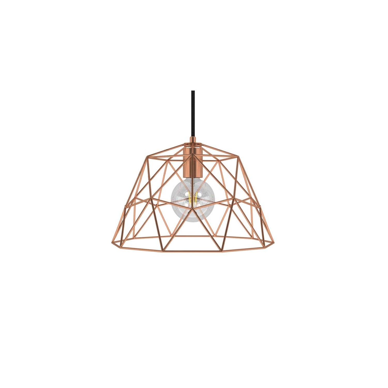 Pendant lamp with textile cable, Dome lampshade and metal details