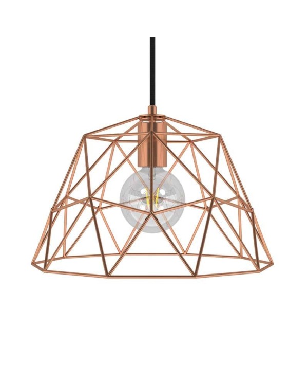 Pendant lamp with textile cable, Dome lampshade and metal details