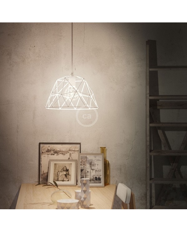 Pendant lamp with textile cable, Dome lampshade and metal details