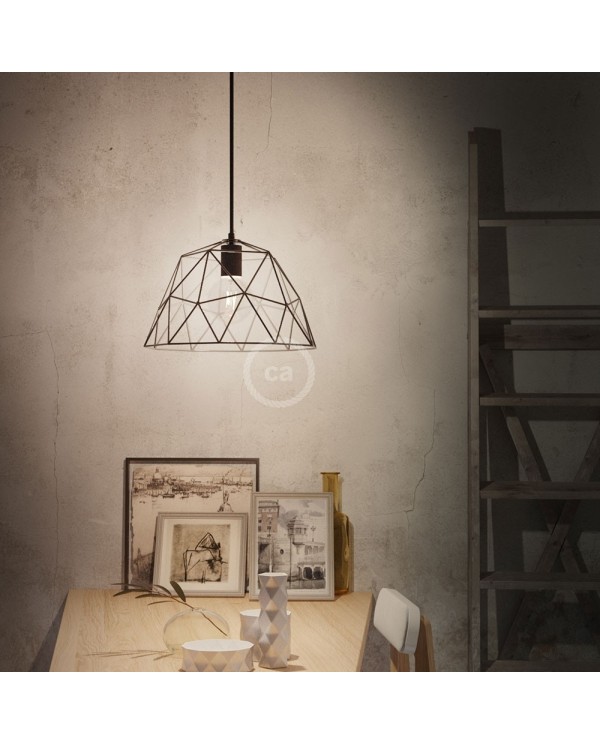 Pendant lamp with textile cable, Dome lampshade and metal details