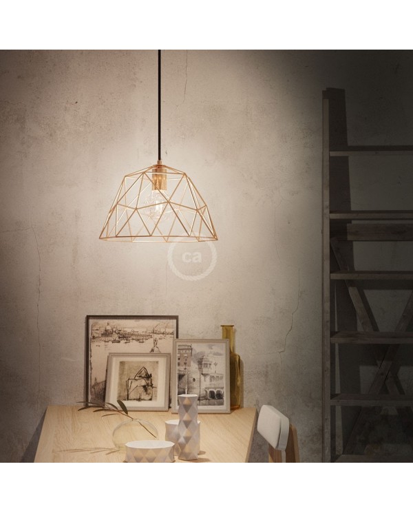 Pendant lamp with textile cable, Dome lampshade and metal details