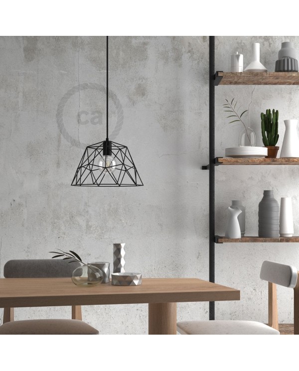 Pendant lamp with textile cable, Dome lampshade and metal details