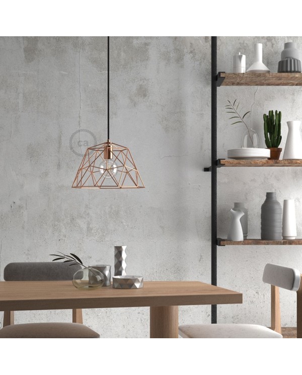 Pendant lamp with textile cable, Dome lampshade and metal details