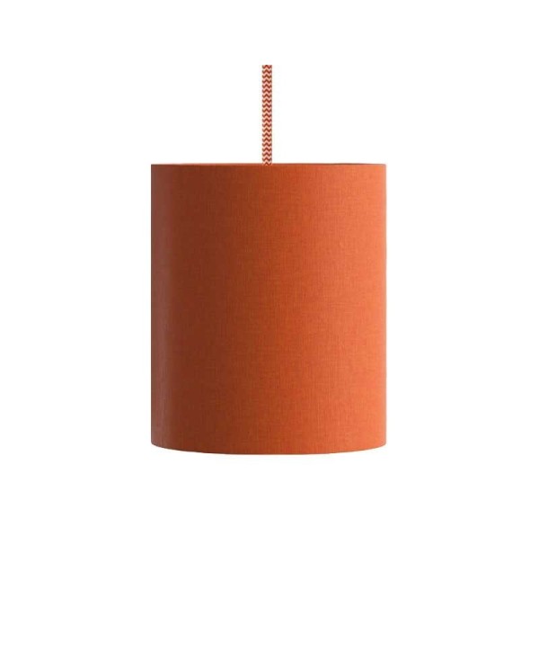 Pendant lamp with textile cable, Cylinder fabric lampshade and metal details