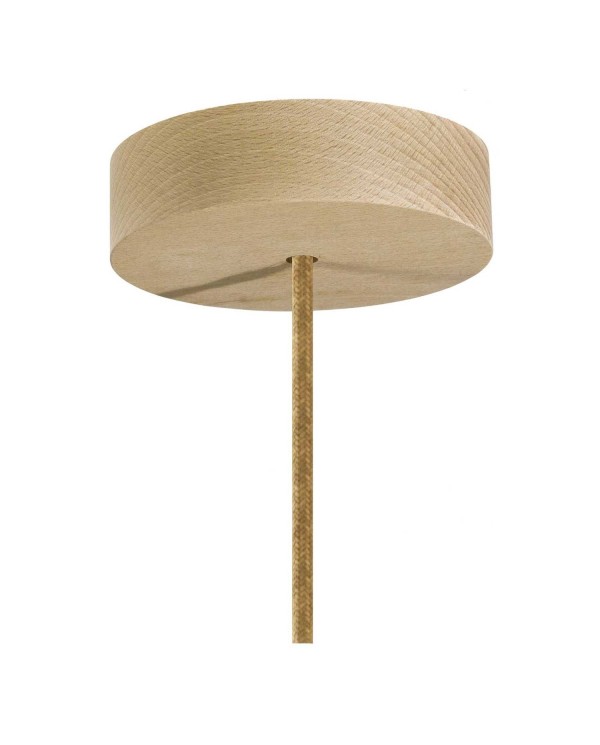 Pendant lamp with textile cable, raffia Cylinder lampshade and metal details