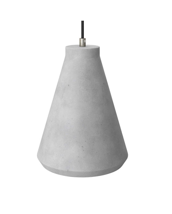 Pendant lamp with textile cable, Funnel cement lampshade and metal details