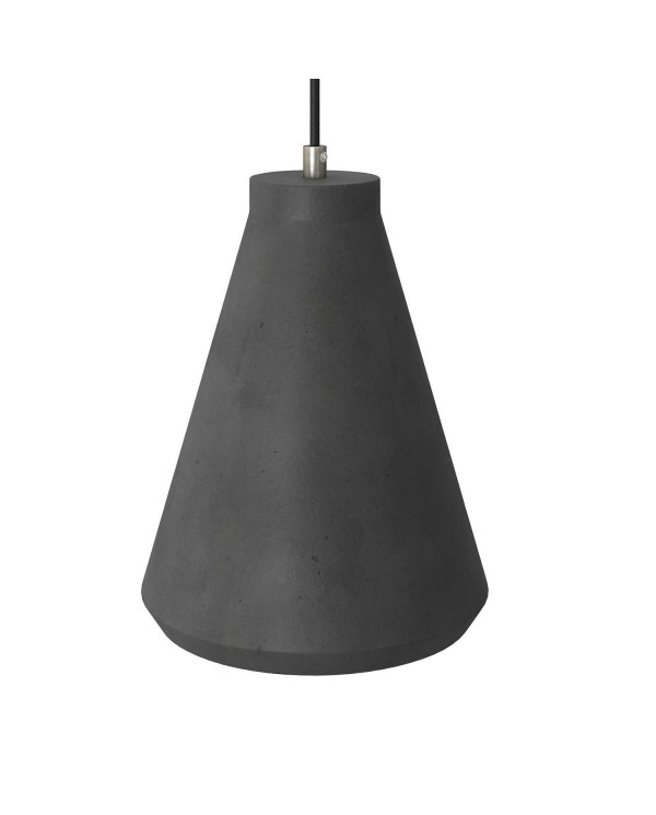 Pendant lamp with textile cable, Funnel cement lampshade and metal details