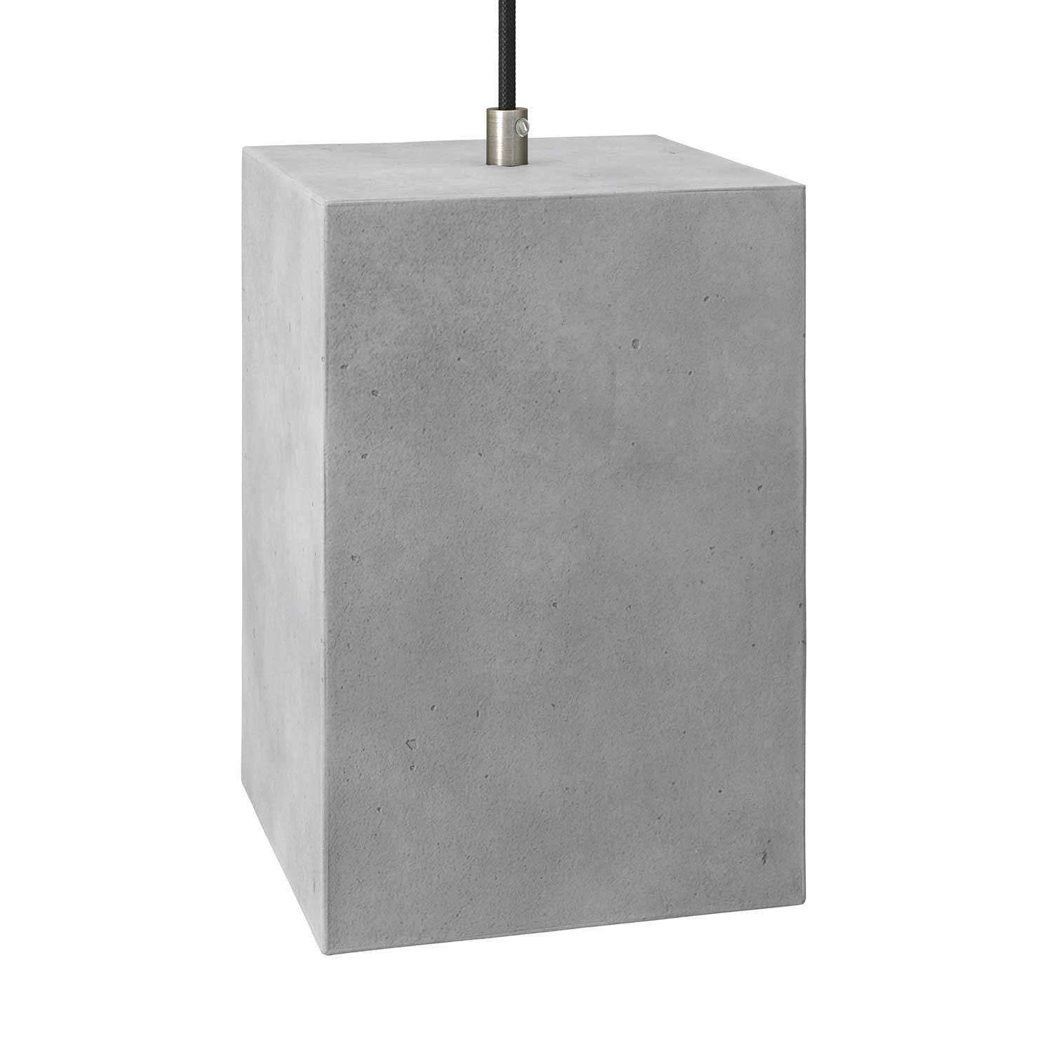 Pendant lamp with textile cable, Cube cement lampshade and metal finishes