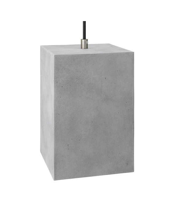 Pendant lamp with textile cable, Cube cement lampshade and metal finishes