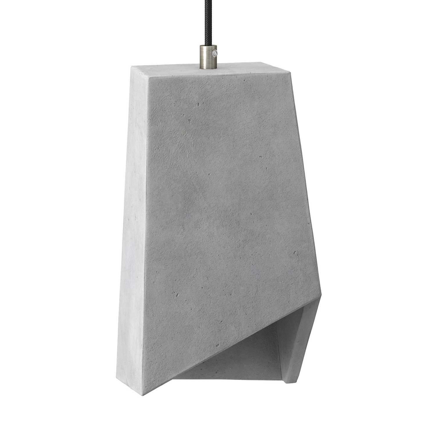 Pendant lamp with textile cable, Prisma cement lampshade and metal finishes