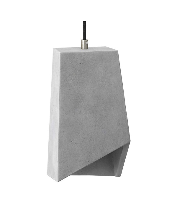 Pendant lamp with textile cable, Prisma cement lampshade and metal finishes