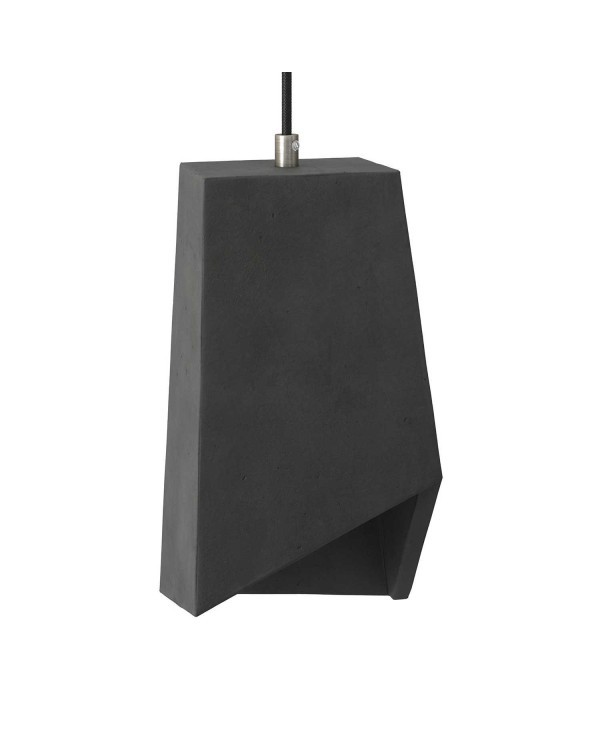 Pendant lamp with textile cable, Prisma cement lampshade and metal finishes