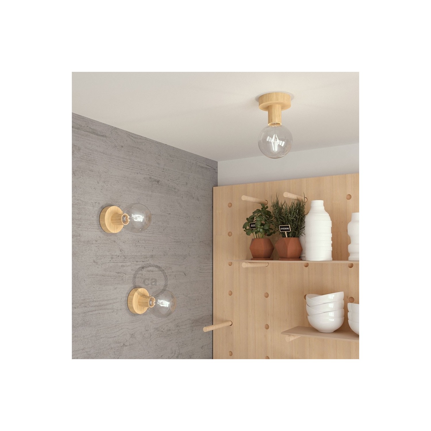 Fermaluce Wood S, the natural wood flush light for your wall or ceiling