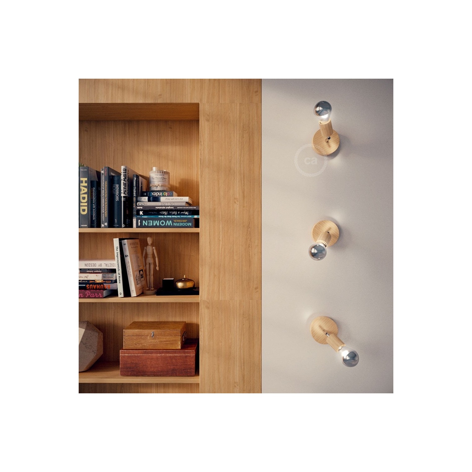 Fermaluce Wood 90°, the natural wood flush light for your wall or ceiling