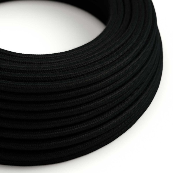 Black Cotton covered Round electric cable - RC04