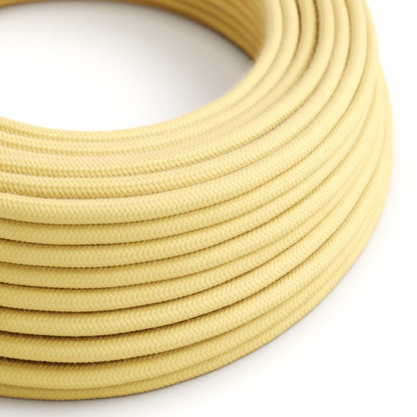 Pale Yellow Cotton covered Round electric cable - RC10