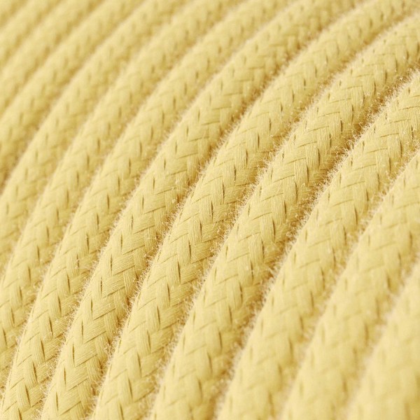 Pale Yellow Cotton covered Round electric cable - RC10