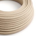 Natural & Pink Linen CrissCross covered Round electric cable - RD61