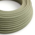 Natural & Thyme Green Linen Chevron covered Round electric cable - RD72