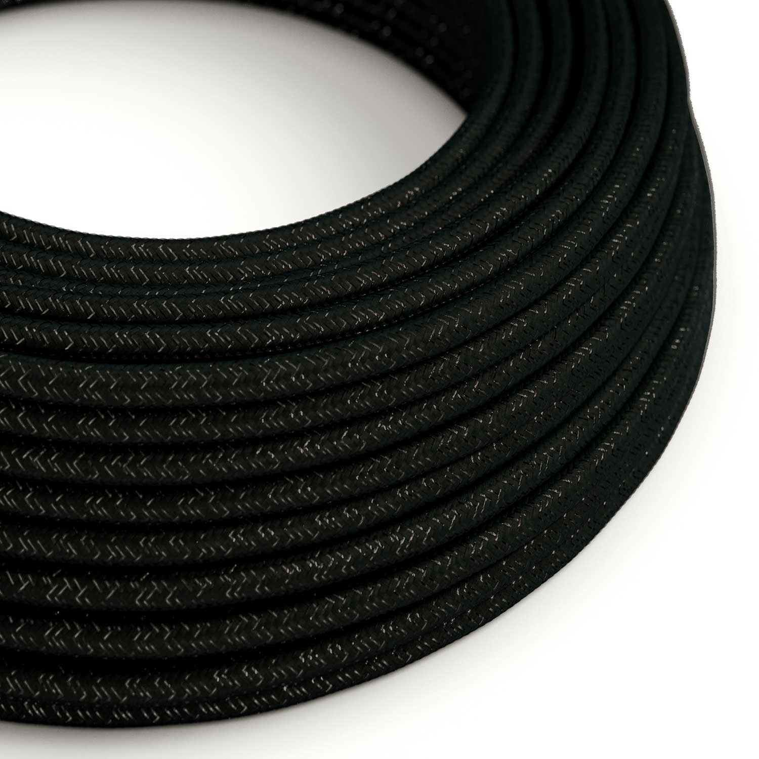 Black Glitter covered Round electric cable - RL04