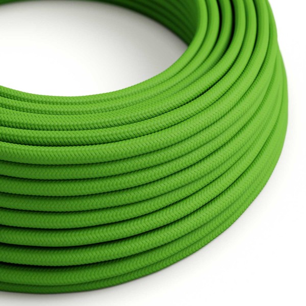 Lime Green Rayon covered Round electric cable - RM18