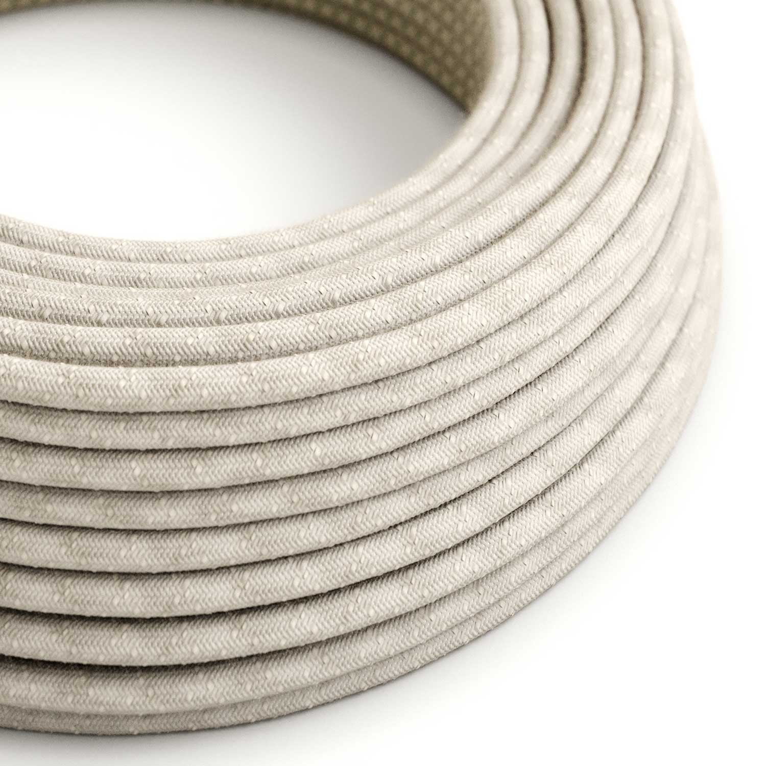 Natural Linen covered Round electric cable - RN01