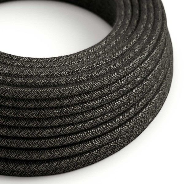 Charcoal Linen covered Round electric cable - RN03