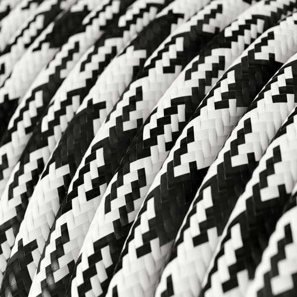 Black & White Houndstooth covered Round electric cable - RP04