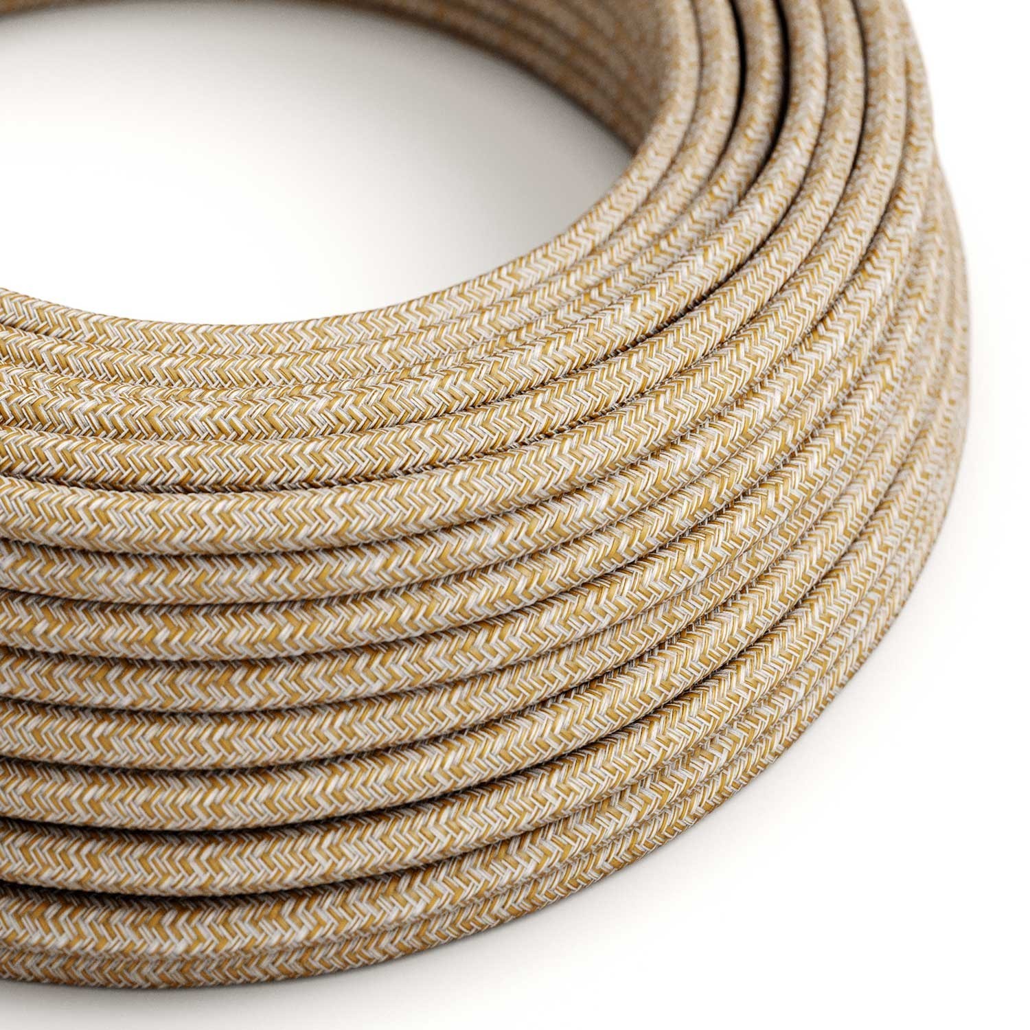 Brown Glitter Cotton & Natural Linen Tweed covered Round electric cable - RS82