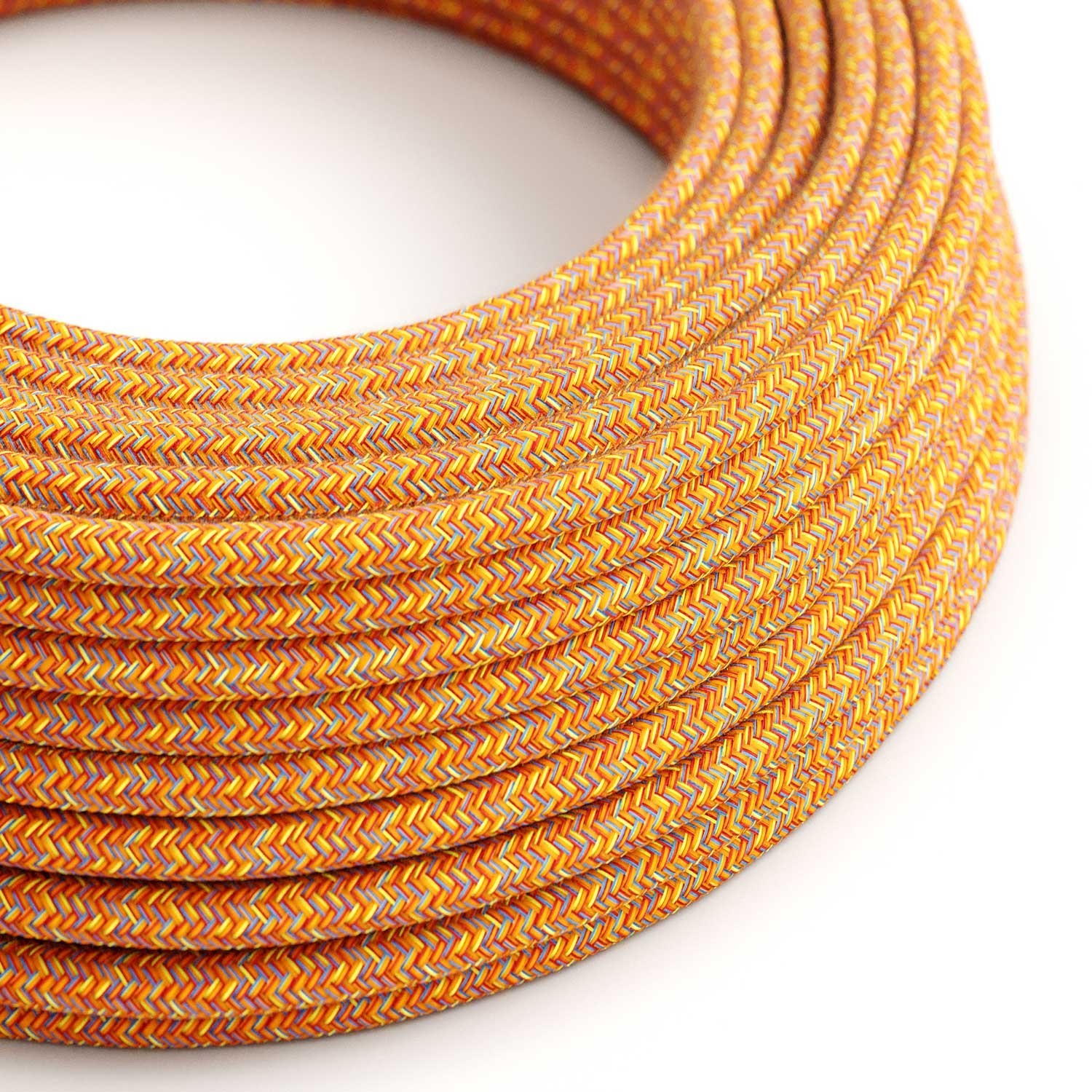 Orange Cotton Tweed covered Round electric cable - RX07