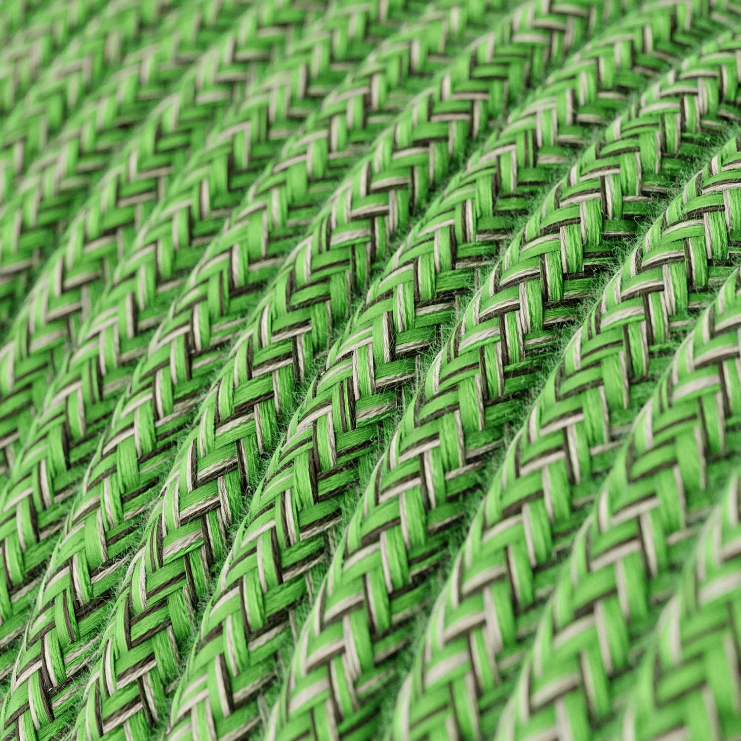 Green Cotton Tweed covered Round electric cable - RX08